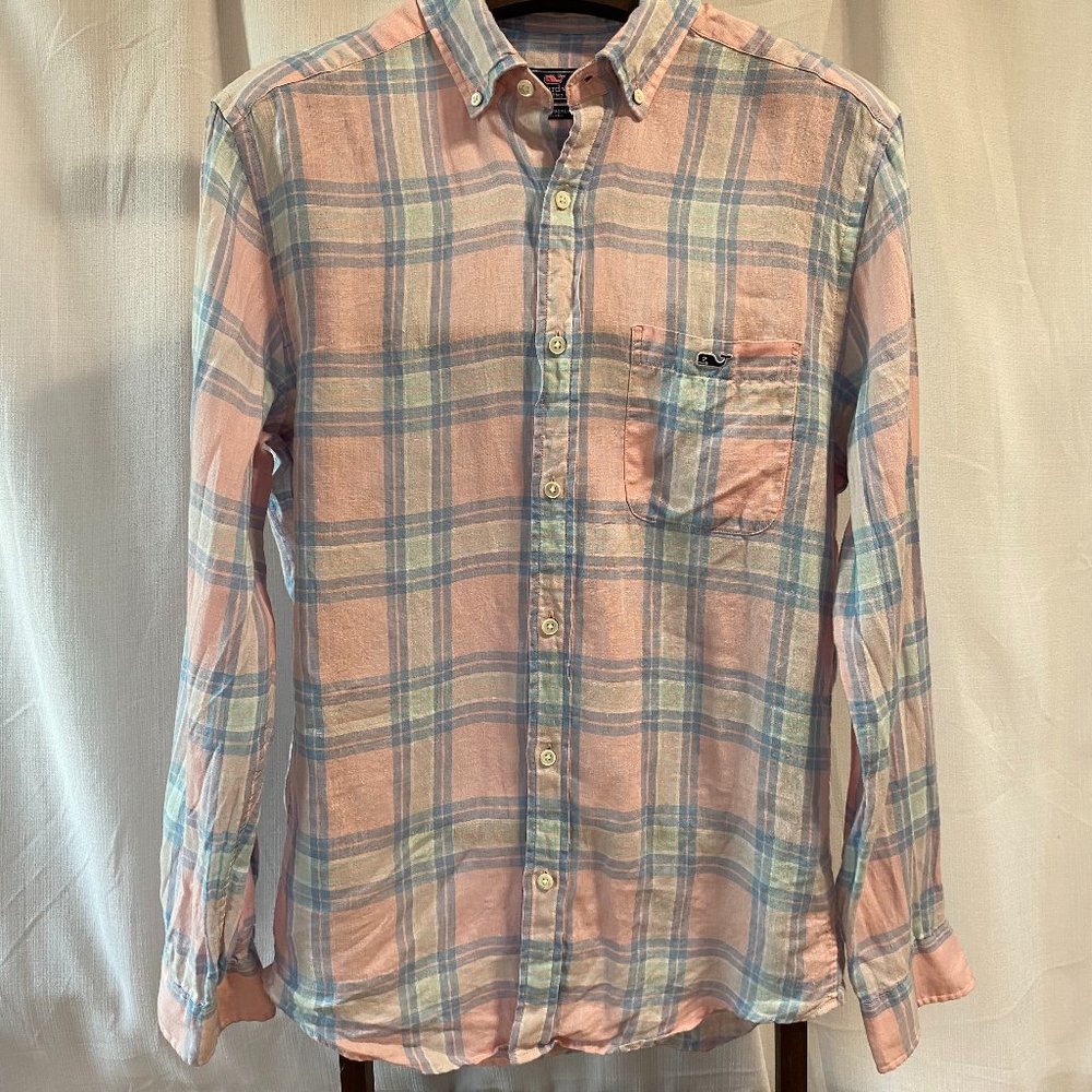 Vineyard Vines Men's Linen Pink Classic Size S